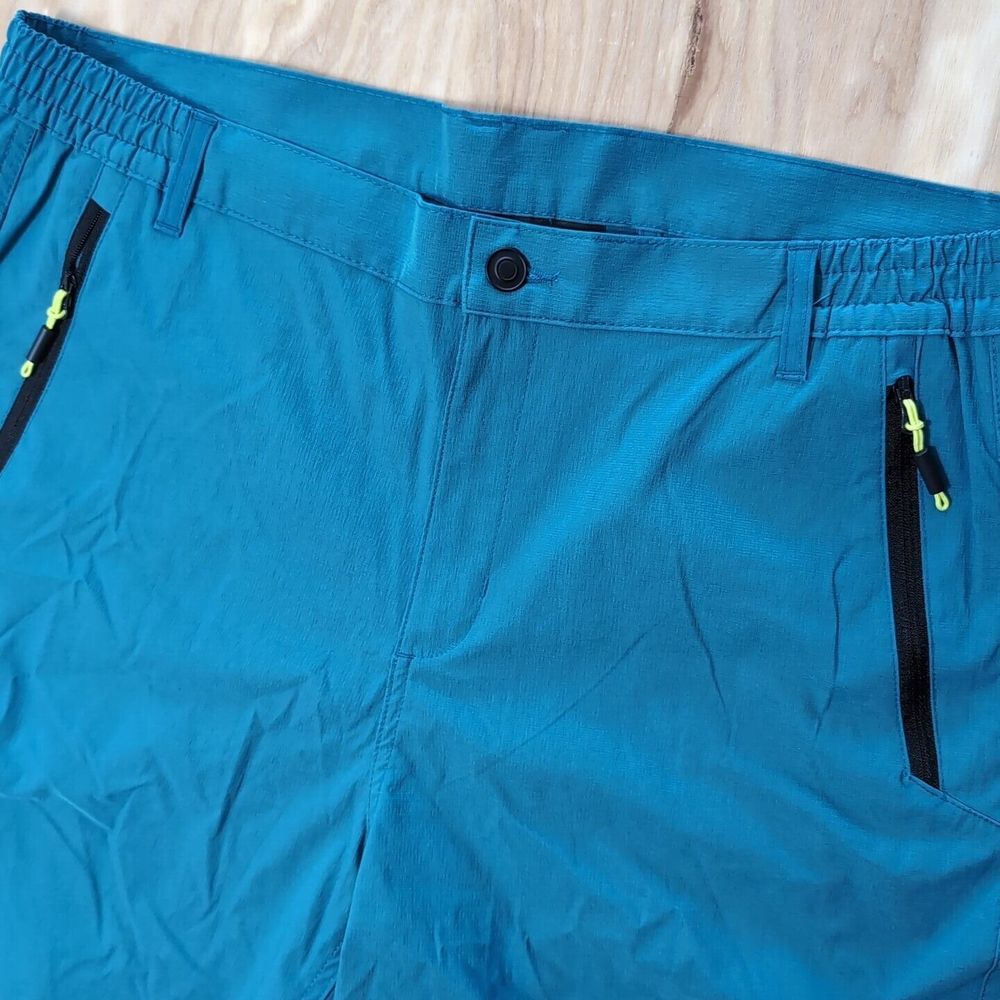 Crivit Nylon Spandex Blend Shorts Men 38 36"x10" ‎ Blue Running Zip Pockets